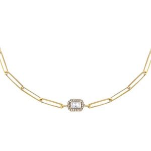 ADINAS JEWELS
Cubic Zirconia Halo Baguette Link Ch